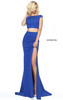 2 PC Sherri Hill Royal Stones 50866 Slit Off Shoulder Prom Girls Long Dress