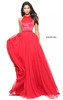Prom 2017 Sherri Hill 50971 Beaded Halter Red Satin Party Dress Long