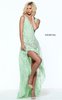 Light Green/Nude Lace Sherri Hill 50985 V-Back Appliqued Hi-Low Dress Cheap