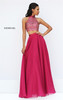 2-PC Beaded Sherri Hill 50096 Halter Neck Ruby Long Evening Dress Online