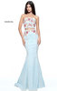 2017 Two Piece Sleeveless Beaded Light Blue/Multi Long Satin Mermaid Gown Sherri Hill 51060 Floral Embroidered