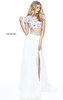 Short Sleeves Sherri Hill 51152 High Neckline Ivory/Multi 2017 Two Piece Beaded Embroidered Slit Long Chiffon Evening Dresses
