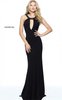 Fitted Black Sherri Hill 51080 Embellished Cutout Long Evening Dress 2017