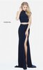 2-Piece Navy Beading High Neck 2017 Slit Evening Gown By Sherri Hill 51164