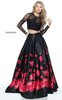 2 PC Style Yoke Sherri Hill 51195 Flower Cutout Long Sleeved Print Gown 2017