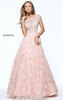 2017 Cap Sleeves Blush Beaded Patterned Sherri Hill 51010 Open Back Lace Appliques Long Evening Dresses