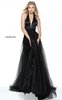 Simply Sherri Hill 50834 Halter Open Back Layers Black Prom Dress 2017