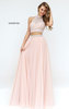 Sherri Hill 50786 Beaded Embellishments Sleeveless Blush Two Piece 2017 High Neckline Long Tulle Evening Dresses