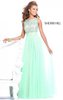 Green Beaded Open Back High Neck Cheap Long Prom Dress By Sherri Hill 11022