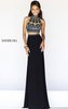 Sherri Hill 11068 Two Piece Halter With Beads Cutout Slim A-Line Evening Gown