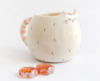 White Dreamer Cat Mug, with Pink Striped Tail