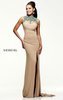 Sherri Hill 21370 Nude With Beads Open Back Slim Slit Long Prom Dress On Sale
