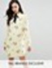 Fashion Union Tall Floral Printed Long Sleeve Shift Dress With Bow Tie Detail
