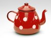 Чайник-заварник, красный в белый горох или с клубничками