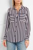 EQUIPMENT SLIM SIGNATURE SILK SHIRT BRIGHT WHITE / PEACOAT STRIPE PRINT