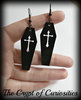 Gothic coffin and cross earrings.