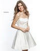 Newest Beaded Embellishment Strapless A-Line 2017 Ivory Short Satin Cocktail Dresses Sherri Hill 51365 Sweetheart Neck