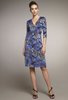 Emilio Pucci V Neck Baltic Blue Floral Print Mini Dress