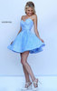 Floral Print Strapless Cheapest Sherri Hill 50131 Sweetheart Neck Light Blue Short Party Dresses