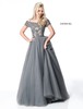 Gunmetal Off-The-Shoulder Beaded Pattern Bodice Latest Sherri Hill 51450 A-Line Long Tulle Evening Dresses Custom