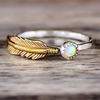 Mermaid Opal and Feather Ring