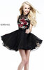 Sherri Hill 21198 Beaded High Neck Lace Embellished Floral Black Prom Dress