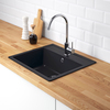 ХЭЛЛВИКЕН Мойка одинарная врезная, черный кварцевый композит