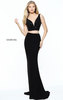 2-PC Beaded Sherri Hill 50996 V-Neck Black V-Back Fitted Formal Dress 2017