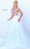 Sherri Hill 50319 Cap Sleeves Floral Printed Ivory/Multi 2016 Boat Neckline Long Chiffon Evening Gown