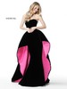 2017 Black/Fuchsia Velvet Long Fitted Prom Dresses Sherri Hill 51418 Strapless
