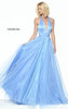 2017 Sherri Hill 50834 Halter V-Neck Low Back Periwinkle Long Party Dress