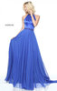 Charming Satin Sherri Hill 50971 Beaded Halter Royal Long Dress Prom 2017