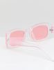 ASOS Small Square 90s Fashion Sunglasses In Cyrstal Pink With Coloured Pink Lens