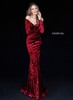 Long Sleeve Dark Red 2017 Sherri Hill 51405 Velvet Long Fitted Evening Gowns