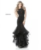 Lace Beaded Cap Sleeves 2018 Long Ruffled Prom Dresses Sherri Hill 51564 Black