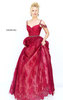 2017 Lace Applique Open Back Sherri Hill 50595 Beaded Embellishments Burgundy Sweetheart Neckline Long Prom Dresses