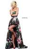 2017 Sweet Sherri Hill 50963 Strapless Black/Multi Floral Print Hi-Low Dress