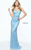 Beads Embellished Sherri Hill 51074 Fitted Light Blue Evening Gown 2017