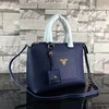 Prada 1BA063 Saffiano Leather Tote In Navy Blue