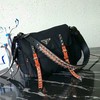 Prada 1BD118 Stud Nylon Shoulder Bag In Black/Orange