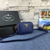 Prada 1BH036 Calfskin Leather Shoulder Bag In Blue