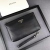Prada 2NA786 Triangle Logo Calfskin Leather Clutch In Black
