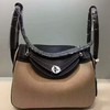Hermes Lindy Bag Canvas Palladium Hardware In Black