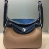 Hermes Lindy Bag Canvas Palladium Hardware In Blue