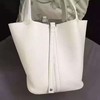 Hermes Picotin Lock Bag Clemence Leather Palladium Hardware In White