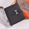 Hermes Bearn Short Wallet 10cm Epsom Leather Palladium Hardware In Black