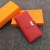 Hermes Bearn Wallet 18cm Epsom Leather Palladium Hardware In Red