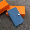Hermes Dogon Wallet 20cm Togo Leather Palladium Hardware In Blue