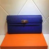 Hermes Kelly Wallet 20cm Epsom Leather Gold Hardware In Blue