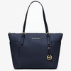 MICHAEL Michael Kors Jet Set Large Top-Zip Leather Tote Navy Blue